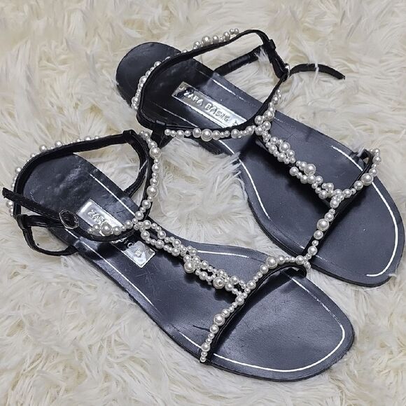 Zara Black Sandals with Metallic Embellishments - Picture 2 of 7